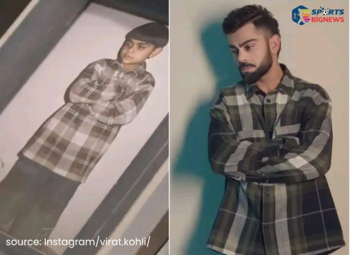 Virat Kohli replicating his childhood pose