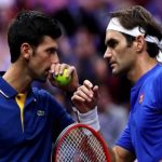 Roger Federar and Rafael Nadal at Wimbledon