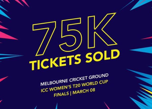 75,000 tickets already sold for INDW vs AUSW women's T20 World Cup final