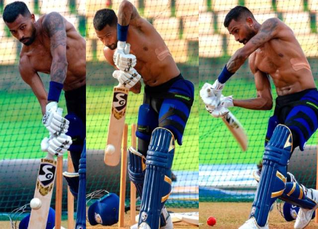 Hardik Pandya show Six Pack abs during net practice session