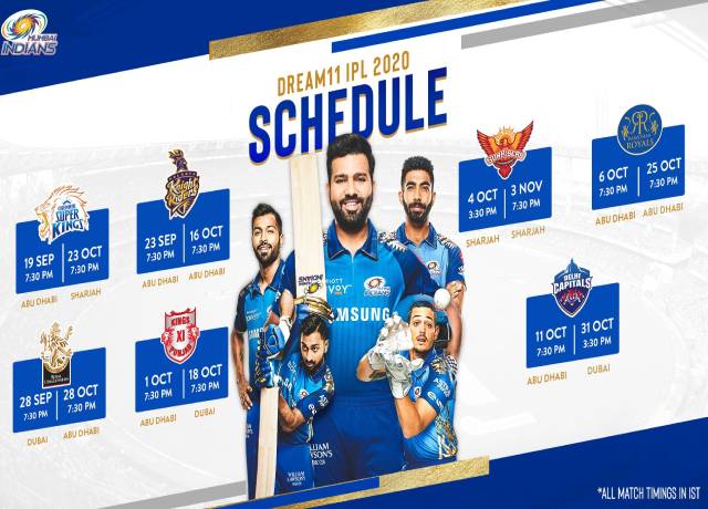 IPL 2020: Mumbai Indians (MI) full schedule & Squad