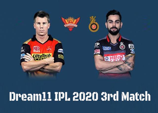 Dream11 IPL 2020: SRH vs RCB 3rd Match Live streaming & score