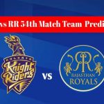 KKR vs RR 54th Match Team Prediction