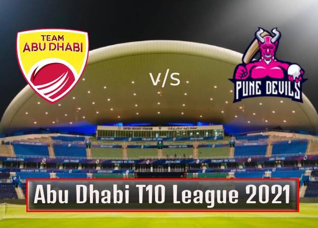 T10 League 2021 : 10th Match, Team Abu Dhabi vs Pune Devils live streaming