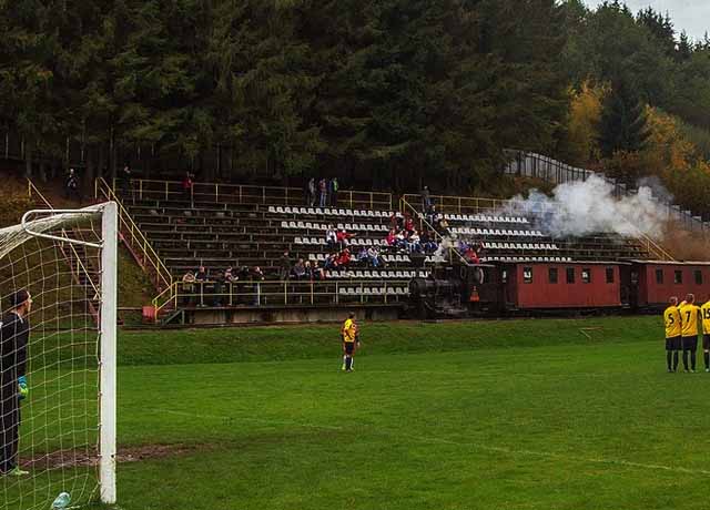 Train went through the ground during the football match