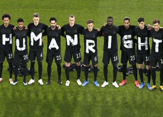Norway and Germany players protest for the human rights