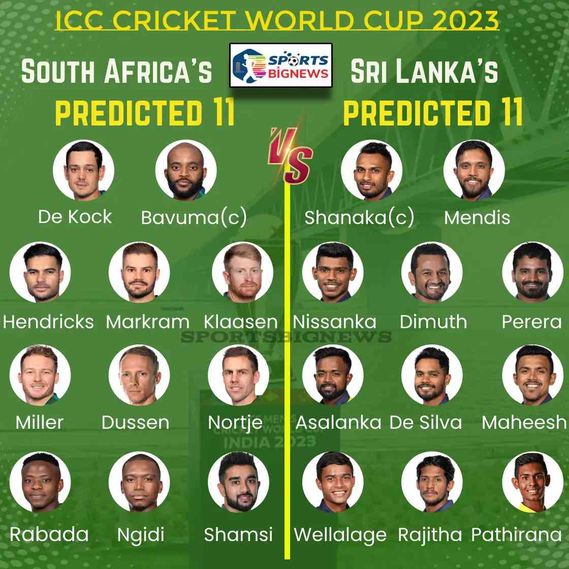SA vs SL Prediction, Playing 11, Team Analysis Cricket World Cup 2023