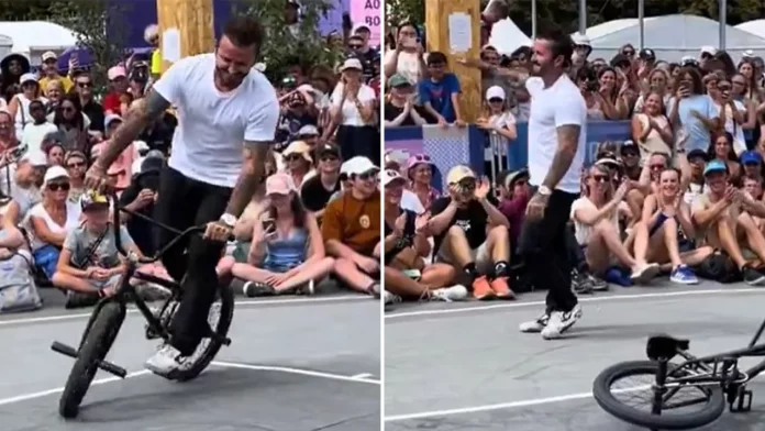 WATCH: David Beckham shows off his BMX skills at the Olympics