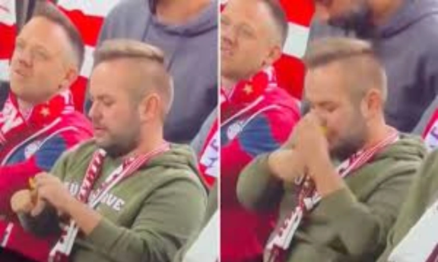 This Bayern Munich fan was spotted snorting apparently some 'white powder'