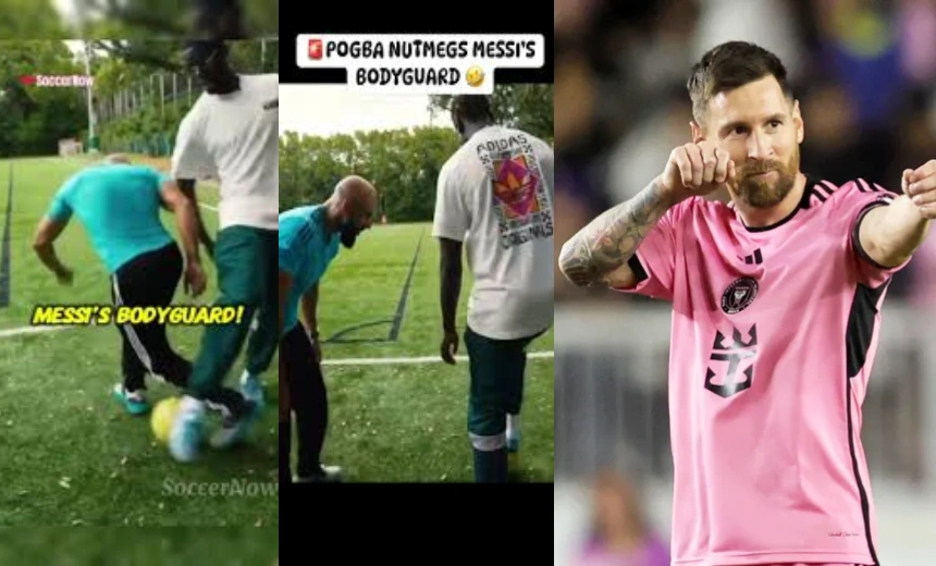 WATCH: Paul Pogba nutmegs Messi's bodyguard