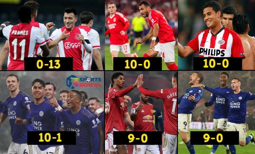 10 highest scoring wins in football in 21st century